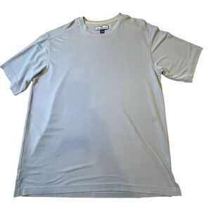 Tommy Bahama Crew Neck T-Shirt Soft Casual Everyday Top Beige Size L Small Stain